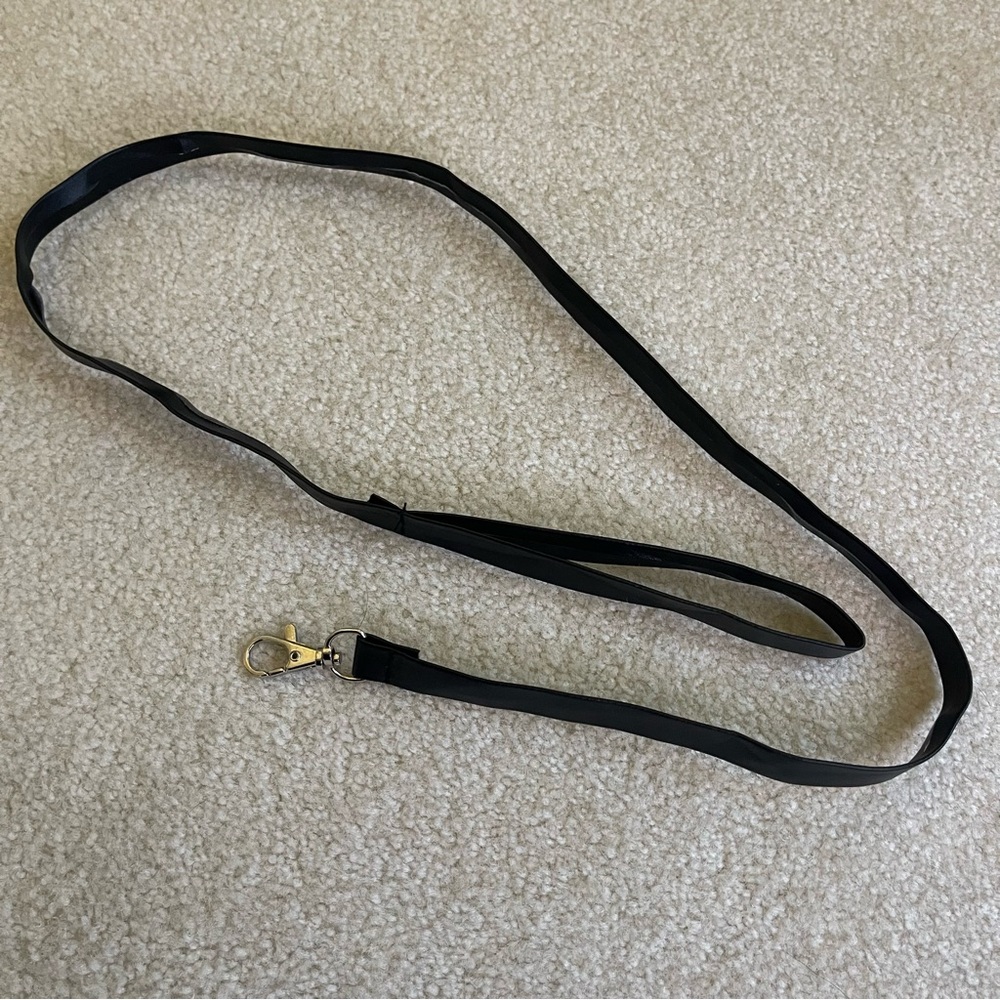 Black Faux Leather Leash with strap lobster clasp and handle